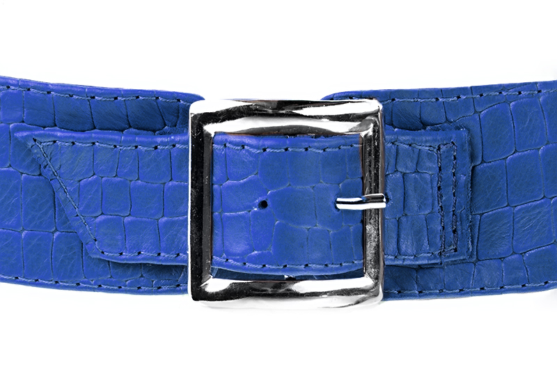 Electric blue women's calf bracelets, to wear over boots. Rear view - Florence KOOIJMAN